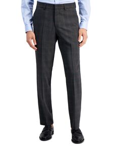 Мужские костюмные брюки современного кроя из смесовой шерсти HUGO