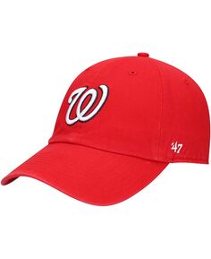 Мужская красная регулируемая шляпа Washington Nationals Heritage Clean Up &apos;47 Brand