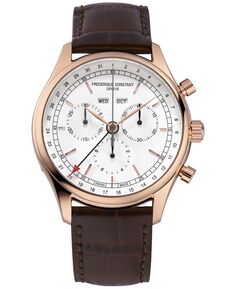 Мужские швейцарские часы с хронографом на коричневом кожаном ремешке, 40 мм Frederique Constant