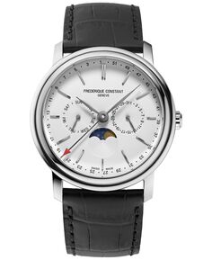 Мужские швейцарские классические часы с деловым таймером, черный кожаный ремешок, 40 мм Frederique Constant