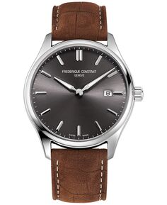 Мужские часы Swiss Classics с коричневым кожаным ремешком, 40 мм Frederique Constant