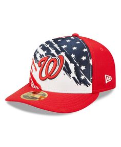 Мужская красная шляпа Washington Nationals 2022, 4 июля, низкопрофильная, облегающая шляпа 59FIFTY New Era