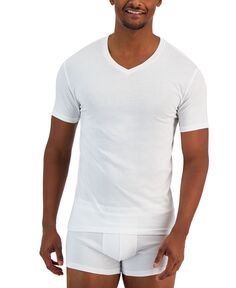 Мужские 4 шт. Однотонные хлопковые футболки приталенного кроя с V-образным вырезом Alfani