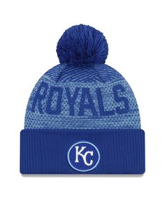 Мужская спортивная вязаная шапка с манжетами и помпоном Royal Kansas City Royals Authentic Collection New Era