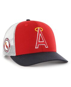 Мужская красная, темно-синяя шляпа California Angels Sidenote Trucker Snapback &apos;47 Brand