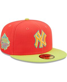 Мужская красная, неоново-зеленая шляпа New York Yankees Lava Highlighter Combo 59FIFTY. New Era