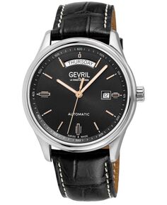 Мужские часы Excelsior Swiss автоматические, черные кожаные, 42 мм Gevril