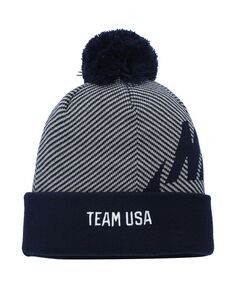 Мужская темно-серая вязаная шапка с манжетами и помпоном Team USA Futura Nike