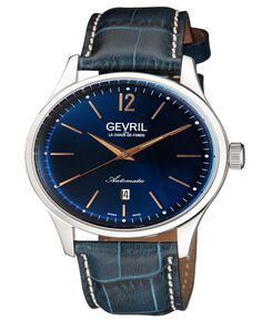 Мужские швейцарские автоматические часы Five Points с итальянским синим кожаным ремешком, 43 мм Gevril