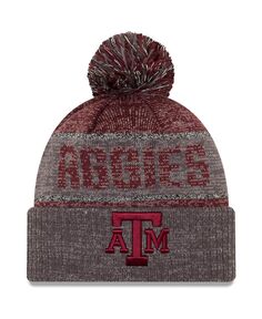 Мужская темно-бордовая вязаная шапка с манжетами и помпоном Texas A&amp;M Aggies Team Freeze New Era