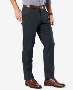 Мужские брюки эластичного цвета цвета хаки из хлопка Signature Lux спортивного кроя Dockers