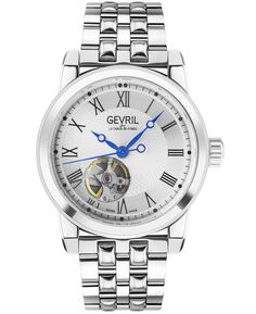 Мужские автоматические часы Madison Swiss из нержавеющей стали серебристого цвета, 39 мм Gevril