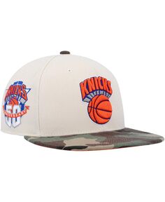 Мужская кремовая камуфляжная облегающая шляпа с камуфляжным принтом New York Knicks Hardwood Classics 50th Anniversary Off White Mitchell &amp; Ness