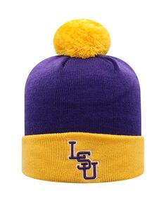 Мужская фиолетово-золотая вязаная шапка LSU Tigers Core с манжетами и помпоном Top of the World