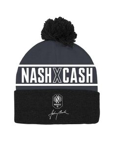 Мужская черная вязаная шапка Nashville SC x Johnny Cash с манжетами и помпоном Mitchell &amp; Ness