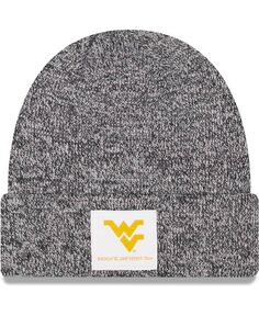 Мужская черная вязаная шапка West Virginia Mountaineers Hamilton с манжетами из меланжевого цвета New Era