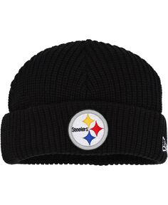 Мужская черная вязаная шапка с манжетами Pittsburgh Steelers Fisherman Skully New Era