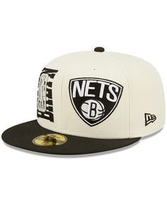 Мужская кремовая черная кепка Brooklyn Nets NBA Draft 59FIFTY 2022 года. New Era