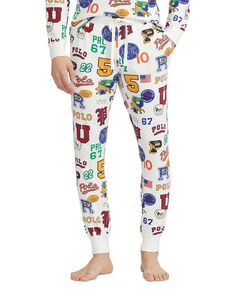 Мужские пижамные брюки-джоггеры с висячим принтом и вафельным принтом Polo Ralph Lauren