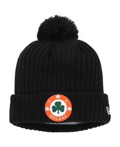 Мужская черная вязаная шапка с помпоном и манжетами с помпоном Heritage National Team Ireland New Era