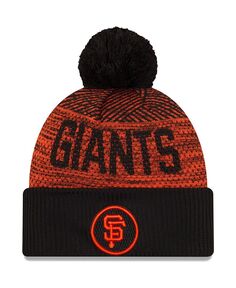 Мужская черная спортивная вязаная шапка San Francisco Giants Authentic Collection с манжетами и помпоном New Era