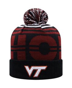 Мужская черно-бордовая вязаная шапка с манжетами и помпоном Virginia Tech Hokies Top of the World