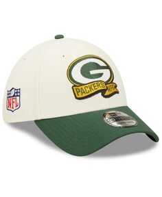 Мужская кремовая, зеленая двухцветная гибкая кепка Green Bay Packers 2022 Sideline 39THIRTY New Era