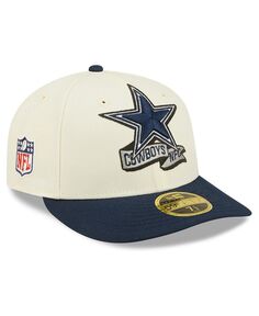 Мужская кремовая, темно-синяя шляпа Dallas Cowboys 2022 Sideline Low Profile 59FIFTY. New Era