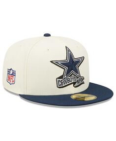Мужская кремовая, темно-синяя шляпа Dallas Cowboys 2022 Sideline 59FIFTY. New Era