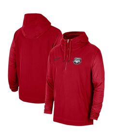 Мужская куртка с капюшоном с молнией до четверти Red Georgia Bulldogs 2023 Sideline Player Nike