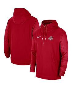 Мужская куртка Scarlet Ohio State Buckeyes 2023 Coach с капюшоном и молнией до половины Nike