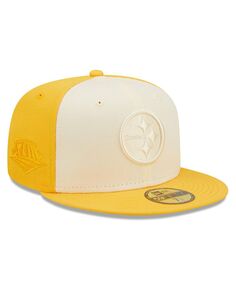 Мужская кремово-золотая шляпа Pittsburgh Steelers Tonal Super Bowl XLIII с боковой нашивкой 59FIFTY New Era