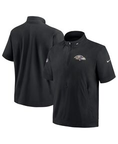 Мужская черная куртка с капюшоном и молнией четверть с коротким рукавом Baltimore Ravens Sideline Coach Nike