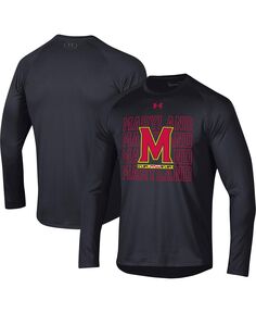 Мужская черная футболка с длинным рукавом Maryland Terrapins 2023 Sideline Tech реглан Under Armour