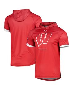 Мужская футболка с капюшоном Red Wisconsin Badgers On-Court реглан Under Armour