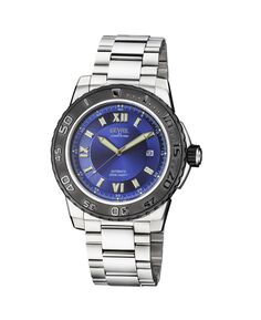 Мужские швейцарские часы с автоматическим браслетом из нержавеющей стали серебристого цвета Seacloud, 45 мм Gevril
