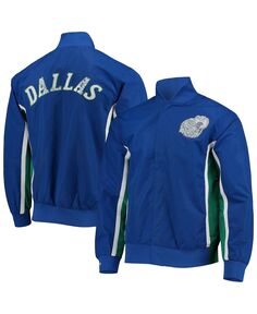 Мужская разминочная куртка на кнопках Dallas Mavericks синего цвета Hardwood Classics, посвященная 75-летнему юбилею Mitchell &amp; Ness