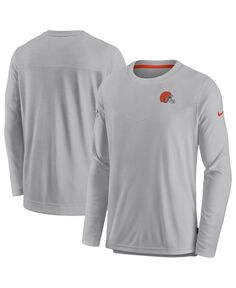 Мужская серая футболка с длинным рукавом Cleveland Browns Sideline Lockup Performance Nike