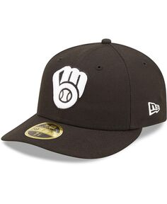 Мужская низкопрофильная приталенная шляпа Milwaukee Brewers черно-белая 59FIFTY New Era