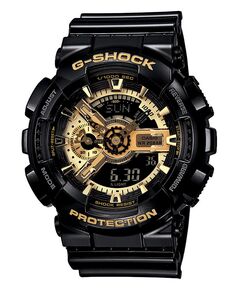 Мужские аналоговые цифровые часы с черным полимерным ремешком G-Shock