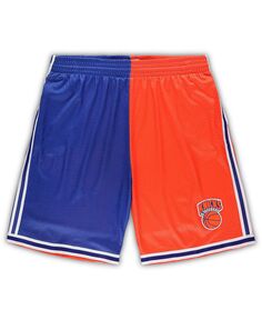 Мужские синие и оранжевые шорты New York Knicks Big and Tall из твердой древесины Classics с разрезом Swingman Mitchell &amp; Ness