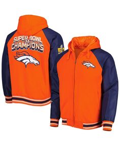 Мужская оранжевая университетская куртка с капюшоном и молнией во всю длину Denver Broncos 3x Champions Defender реглан G-III Sports by Carl Banks
