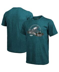 Мужская футболка Threads Midnight Green Philadelphia Eagles Super Bowl LVII Tri-Blend Desert Majestic