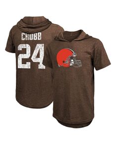 Мужская футболка с капюшоном Nick Chubb Brown Cleveland Browns с именем и номером игрока Tri-Blend Majestic