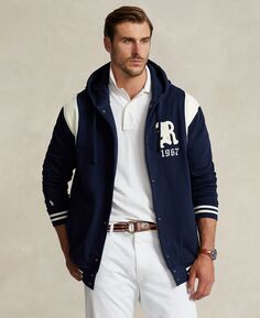 Мужская бейсбольная куртка из флиса с капюшоном больших и высоких размеров Polo Ralph Lauren
