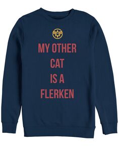 Мужская куртка Marvel Captain Marvel My Cat is a Flerken, флис с круглым вырезом Fifth Sun