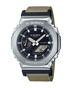 Мужские аналогово-цифровые часы с коричневым тканевым ремешком в металлическом корпусе, 44,4 мм, GM2100C-5A G-Shock
