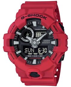 Мужские аналогово-цифровые часы с красным полимерным ремешком 53x58 мм GA700-4A G-Shock