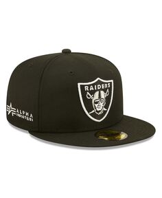 Мужская облегающая шляпа X Alpha Industries Black Las Vegas Raiders Alpha 59Fifty New Era