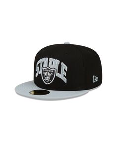 Мужская облегающая шляпа X Staple Black, Grey Las Vegas Raiders Pigeon 59Fifty New Era